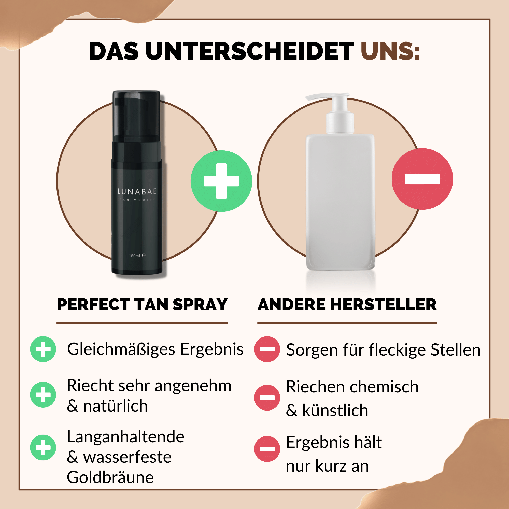 selbstbräuner mousse mit handschuh Lunabae Selbstbräuner | Bräunungscreme | Bräunungsmousse | Magic Tan Mousse + Handschuh Set | Sofort-Strandlook